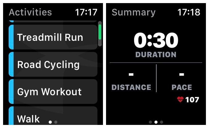 MapMyRun Apple Watch Ekranları
