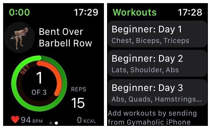Gymaholic Apple Watch Ekranları