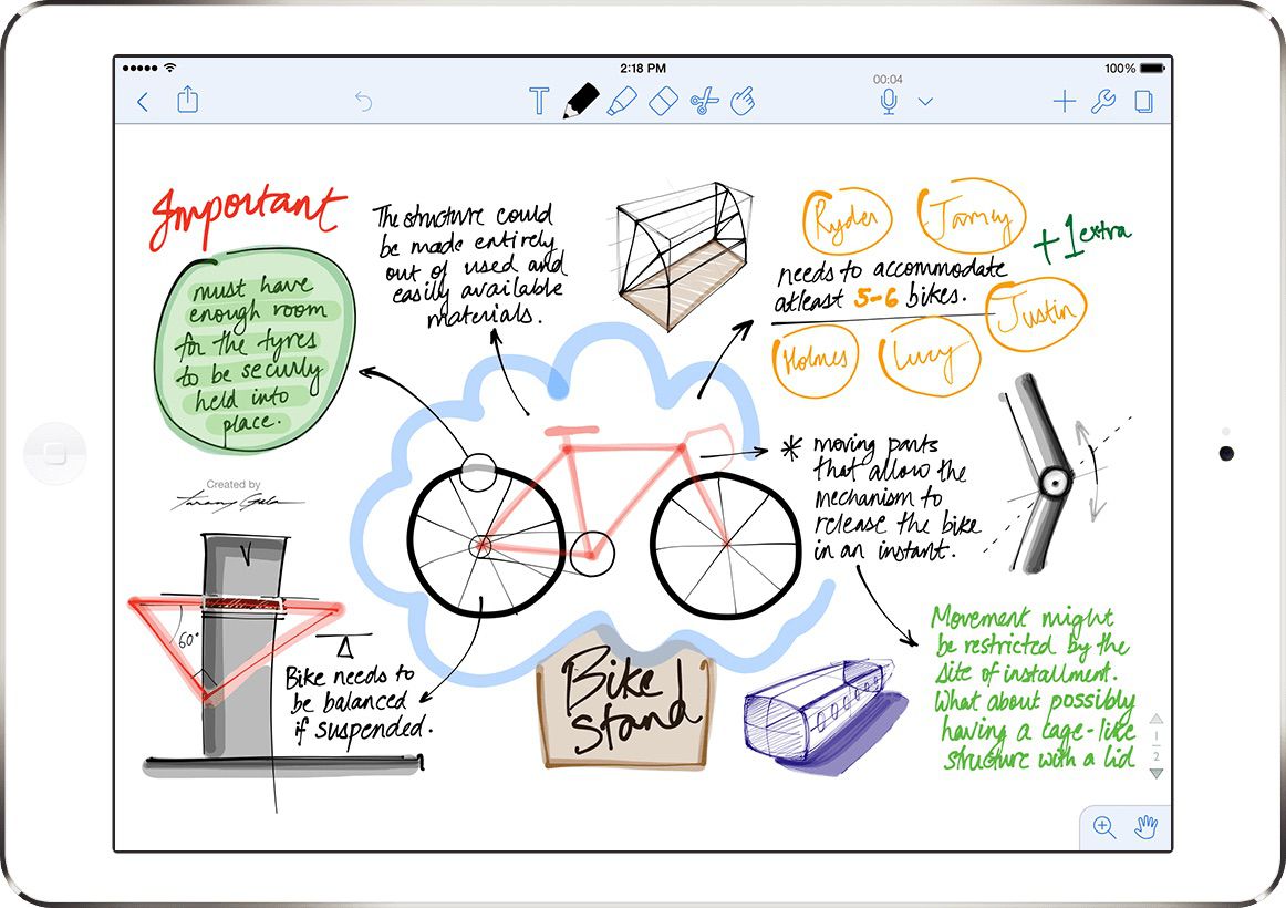İPad'de bisiklet çizimi ile Notability uygulaması