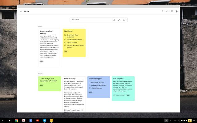 Google Keep, ekranda birkaç notla açık tarayıcıda