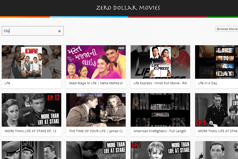 Zero Dollar Movies web sitesi