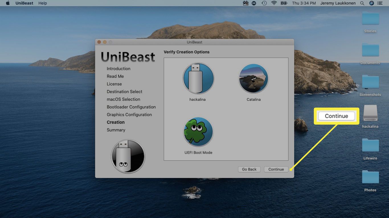 Знімок екрану UniBeast. 