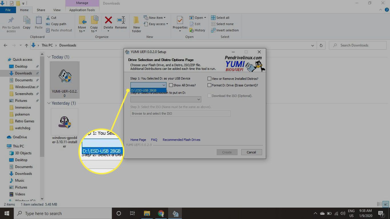 Виберіть USB-накопичувач у кроці 1.