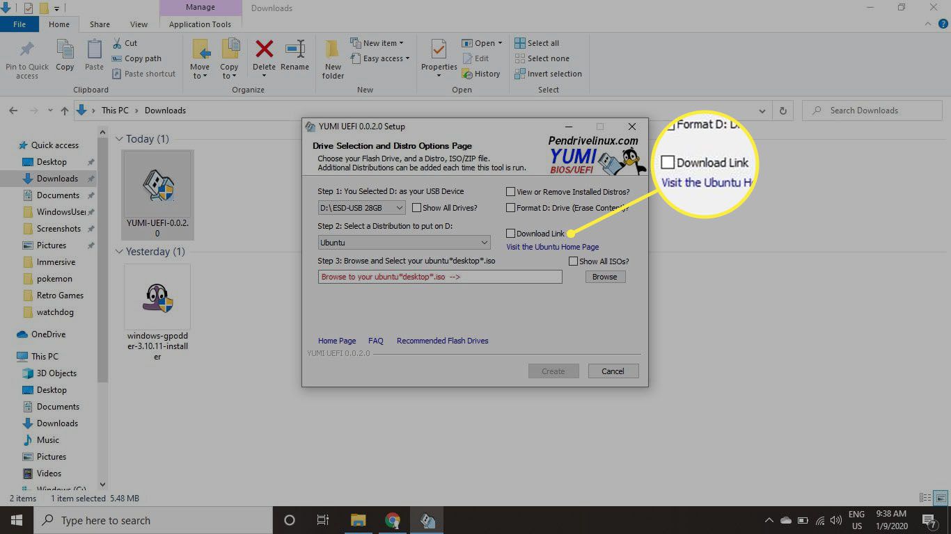 Виберіть поле Завантажити посилання.