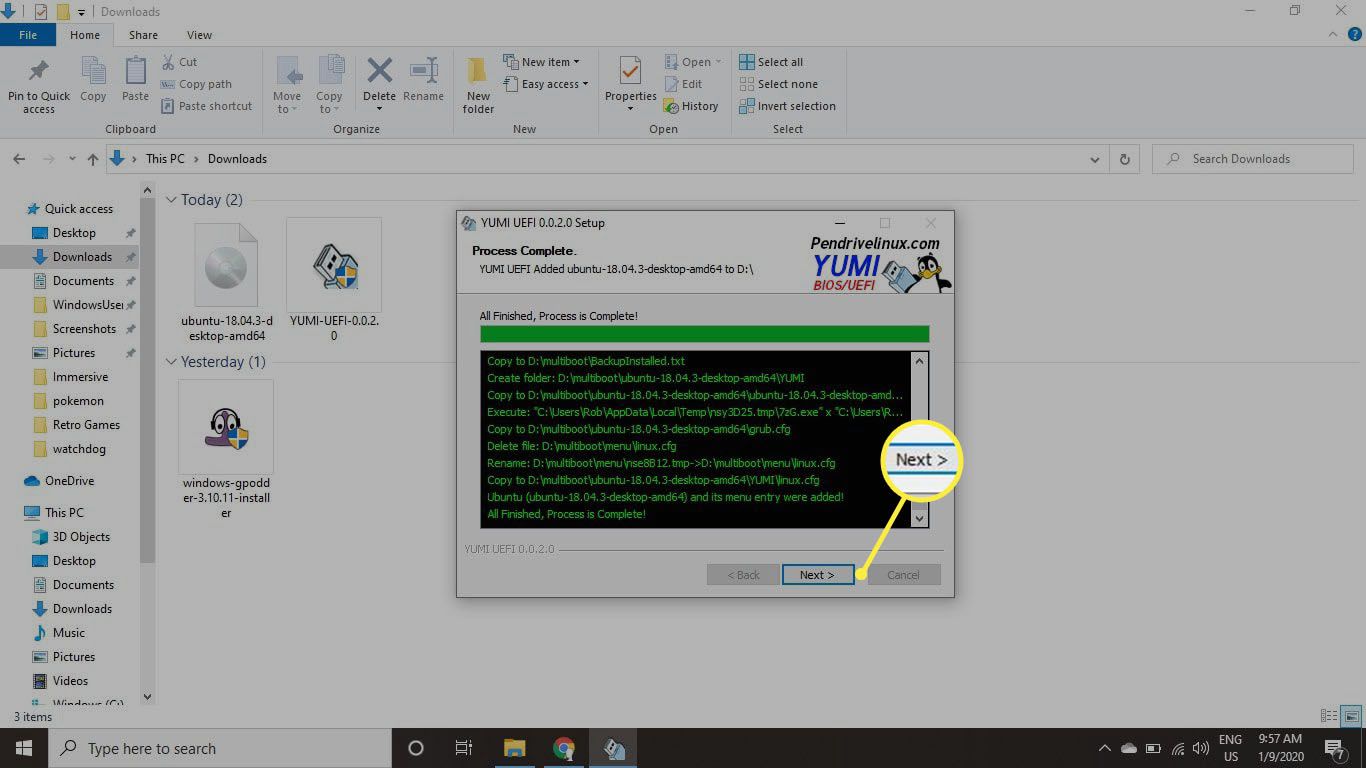 Дочекайтеся завершення встановлення, а потім виберіть Далі.
