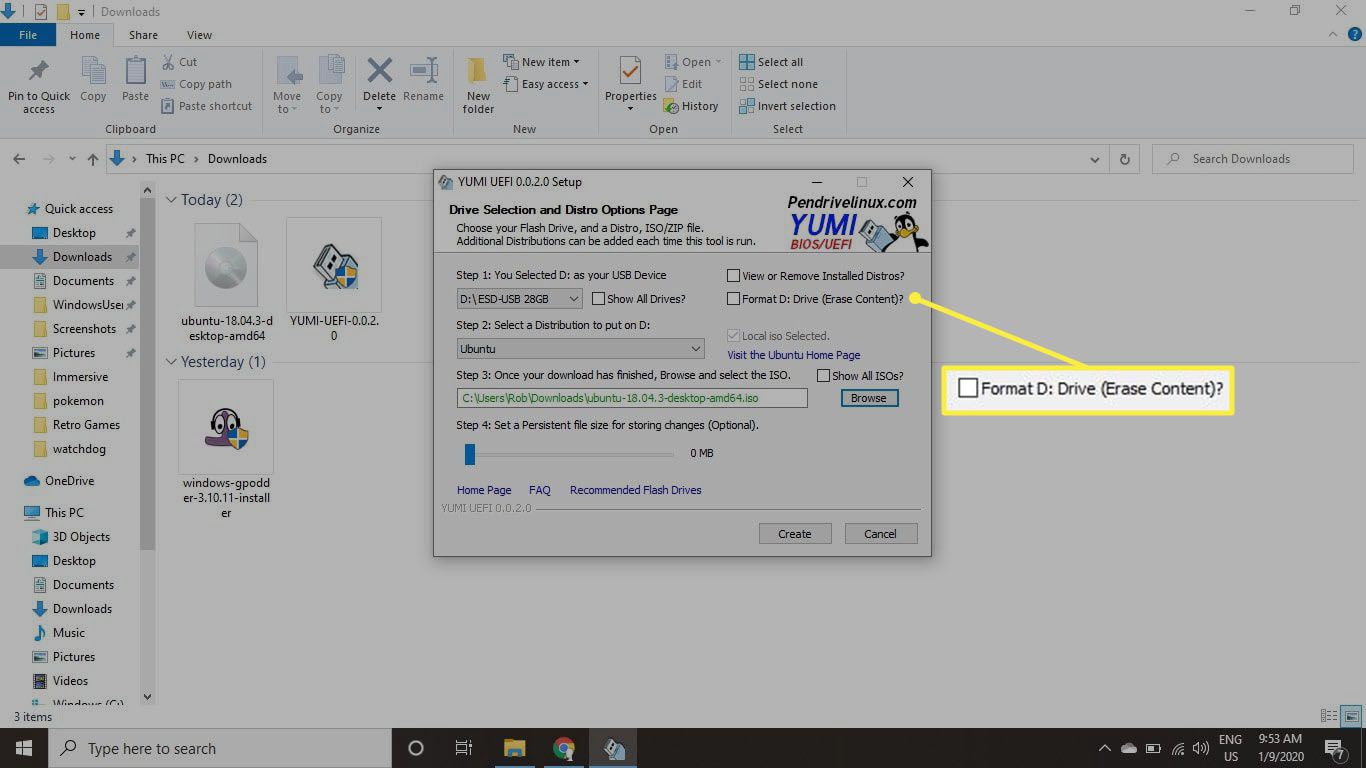 Виберіть поле Форматувати диск (Видалити вміст).