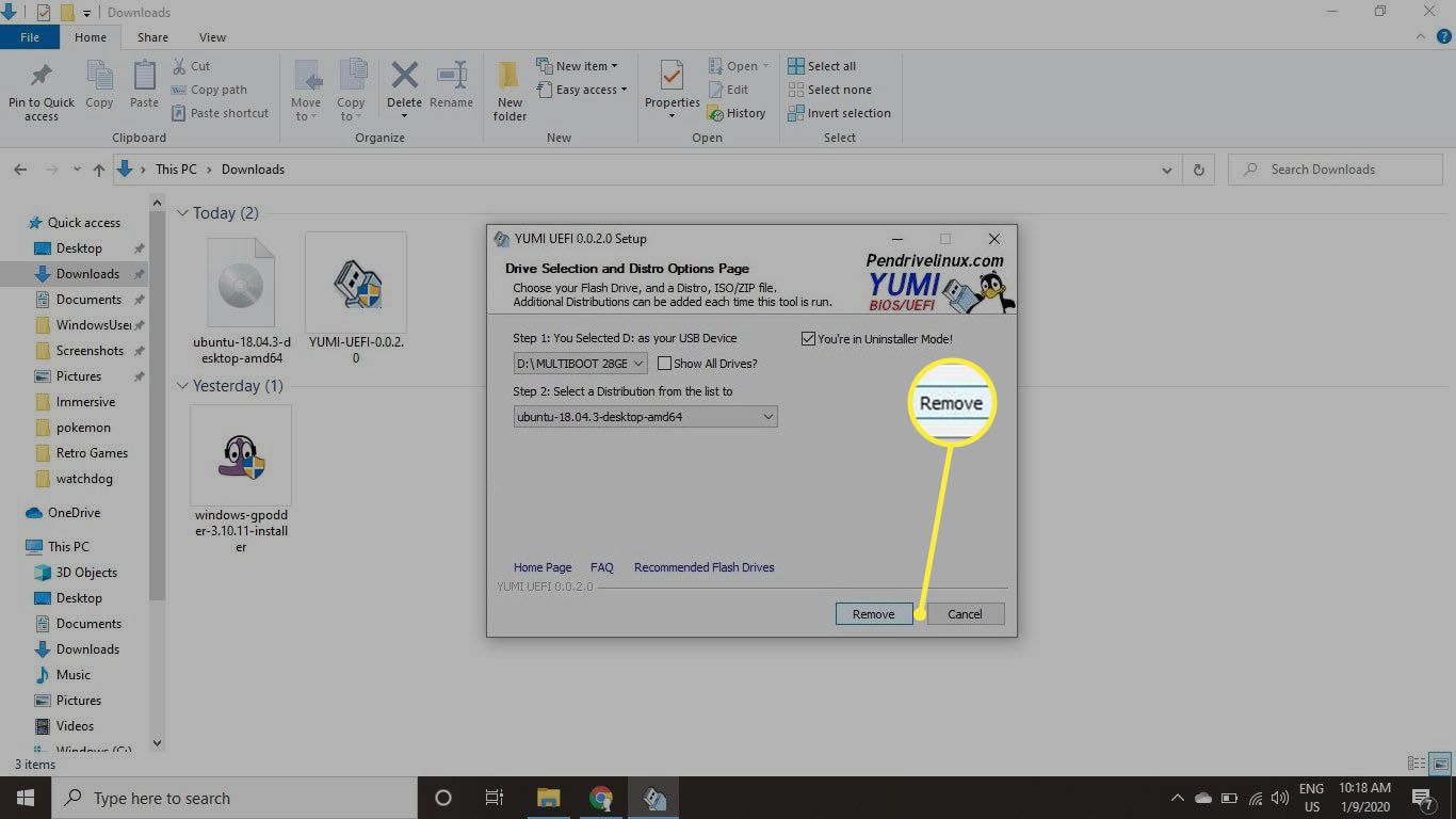 Виберіть Видалити, щоб видалити операційну систему.