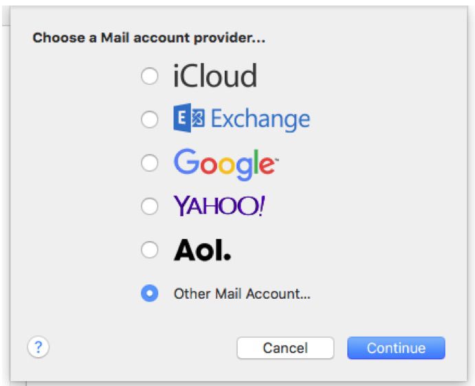 Знімок екрана додавання Outlook.com до Apple Mail