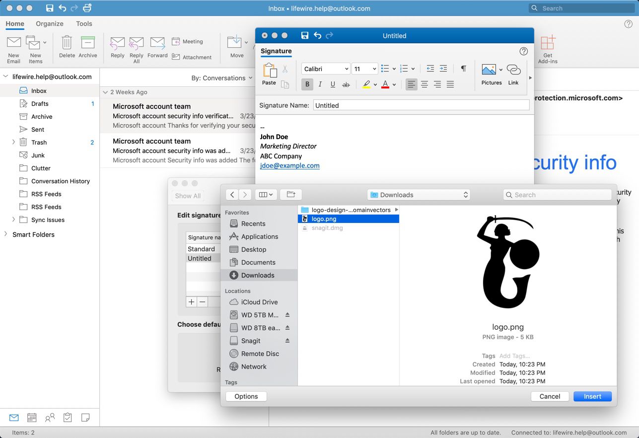 Вибір зображення для Outlook для Mac