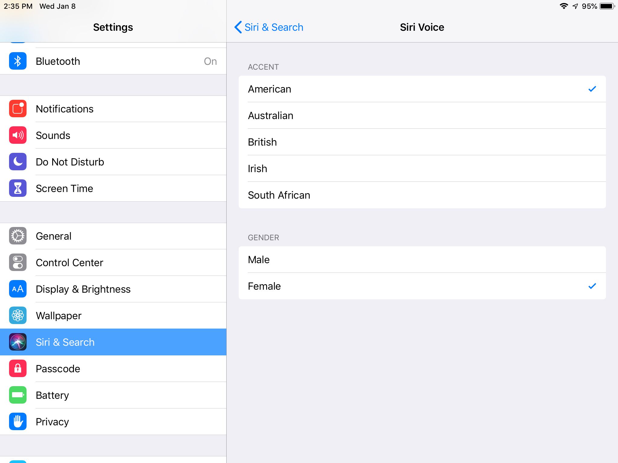 Налаштування голосу Siri на iPad