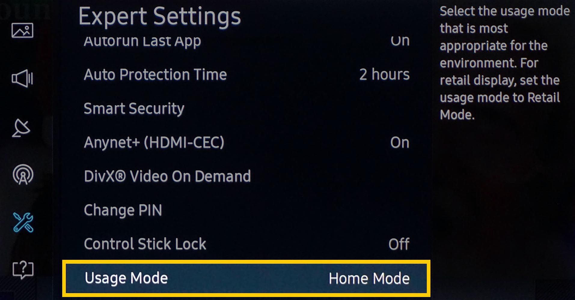 Режим домашнього використання Samsung 4K UHD TV