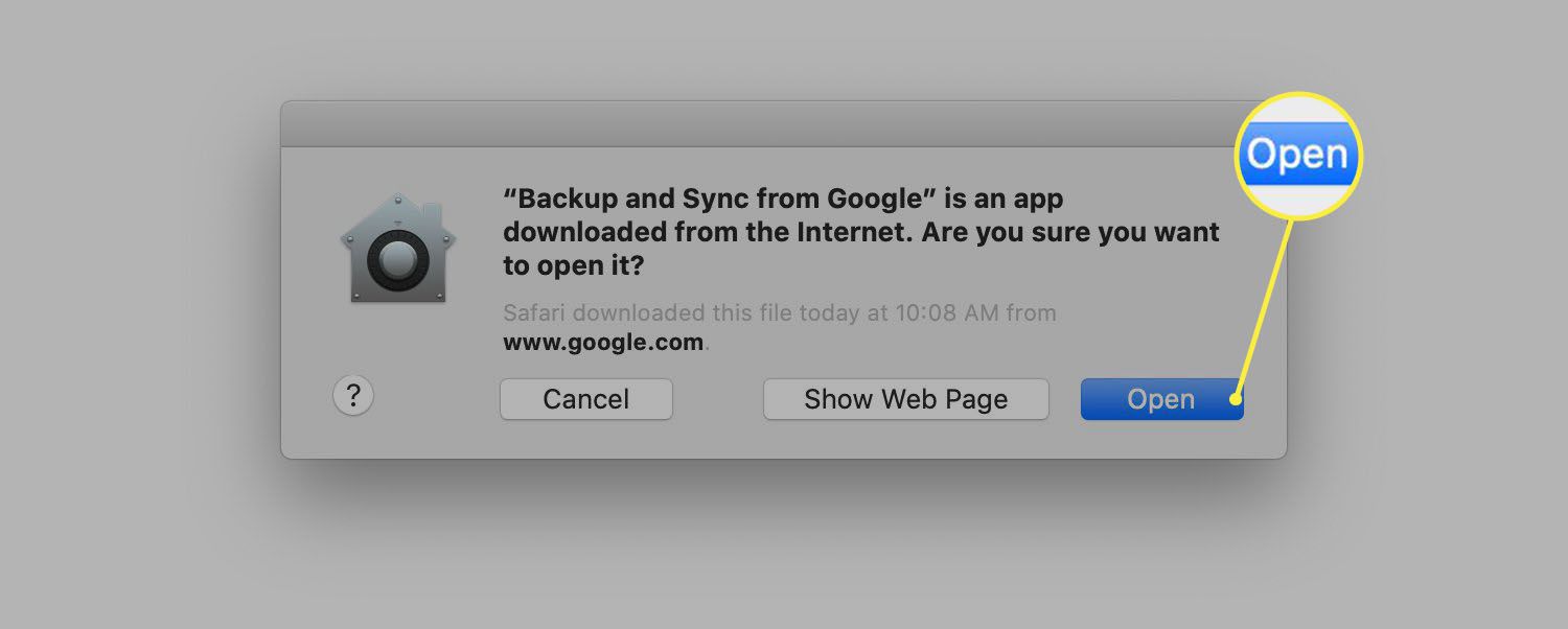 Екран попередження на Mac про відкриття програм з Інтернету