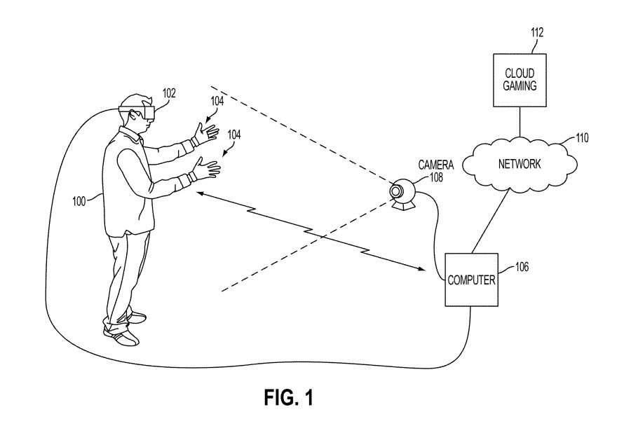Малюнок патенту Sony США, що показує хмарний геймплей
