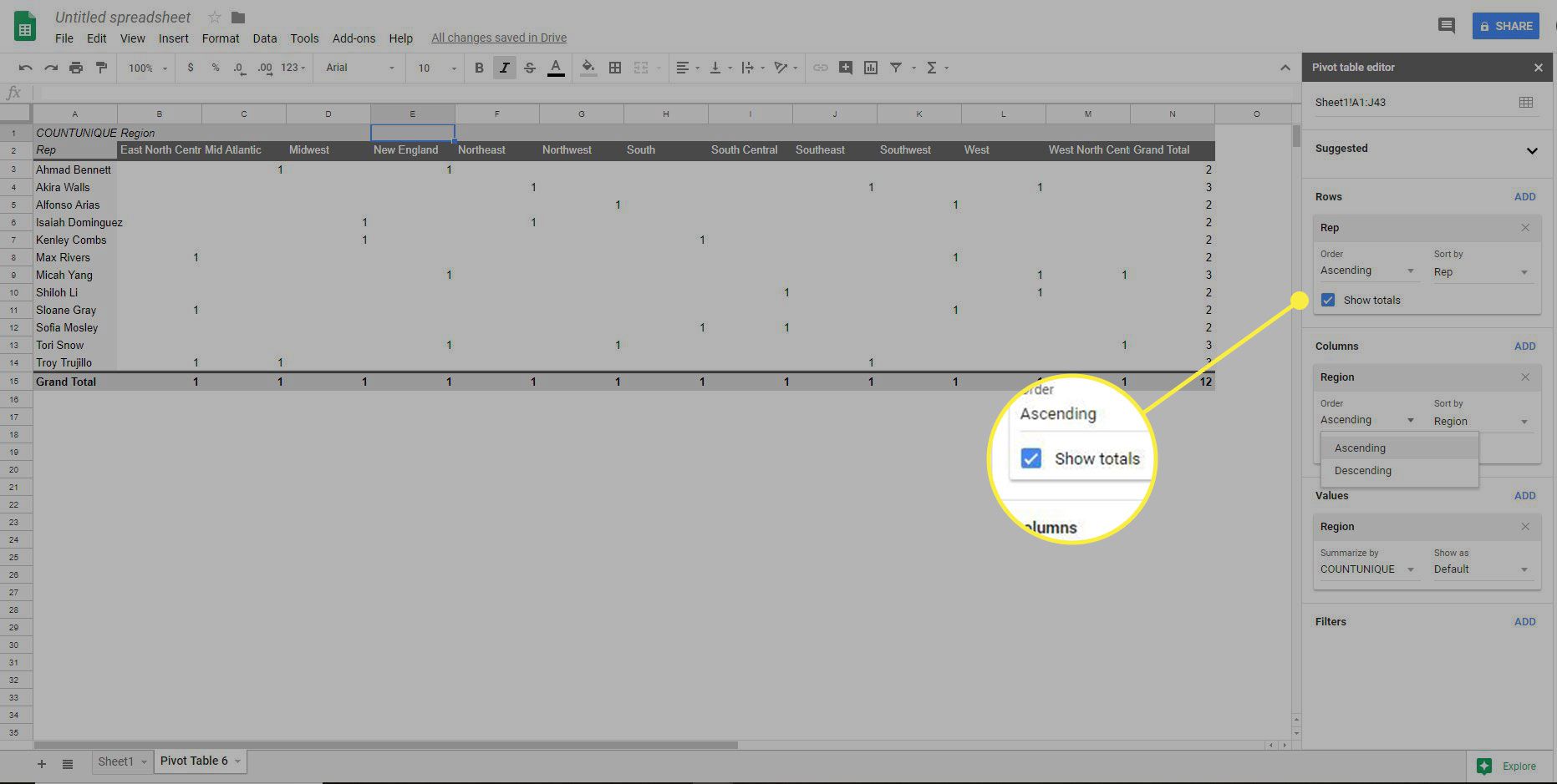 Параметр "Показати підсумки" в Google Таблицях