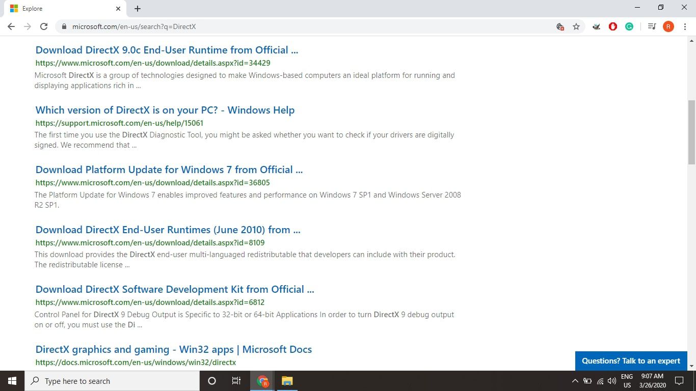 Виберіть посилання Завантажити кінцеві користувачі DirectX (MM YY) для останньої дати випуску.
