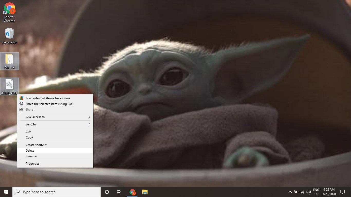 Видаліть усі копії файлу DLL із робочого столу та видаліть папку з вилученими файлами DirectX.