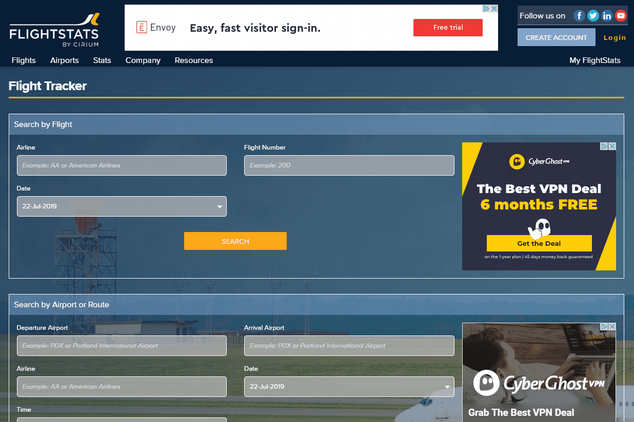 Веб-сайт FlightStats