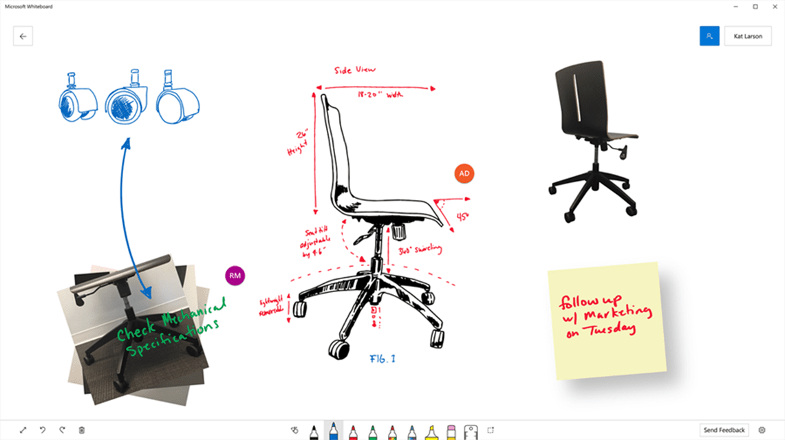 Not almak için Microsoft Whiteboard uygulaması.