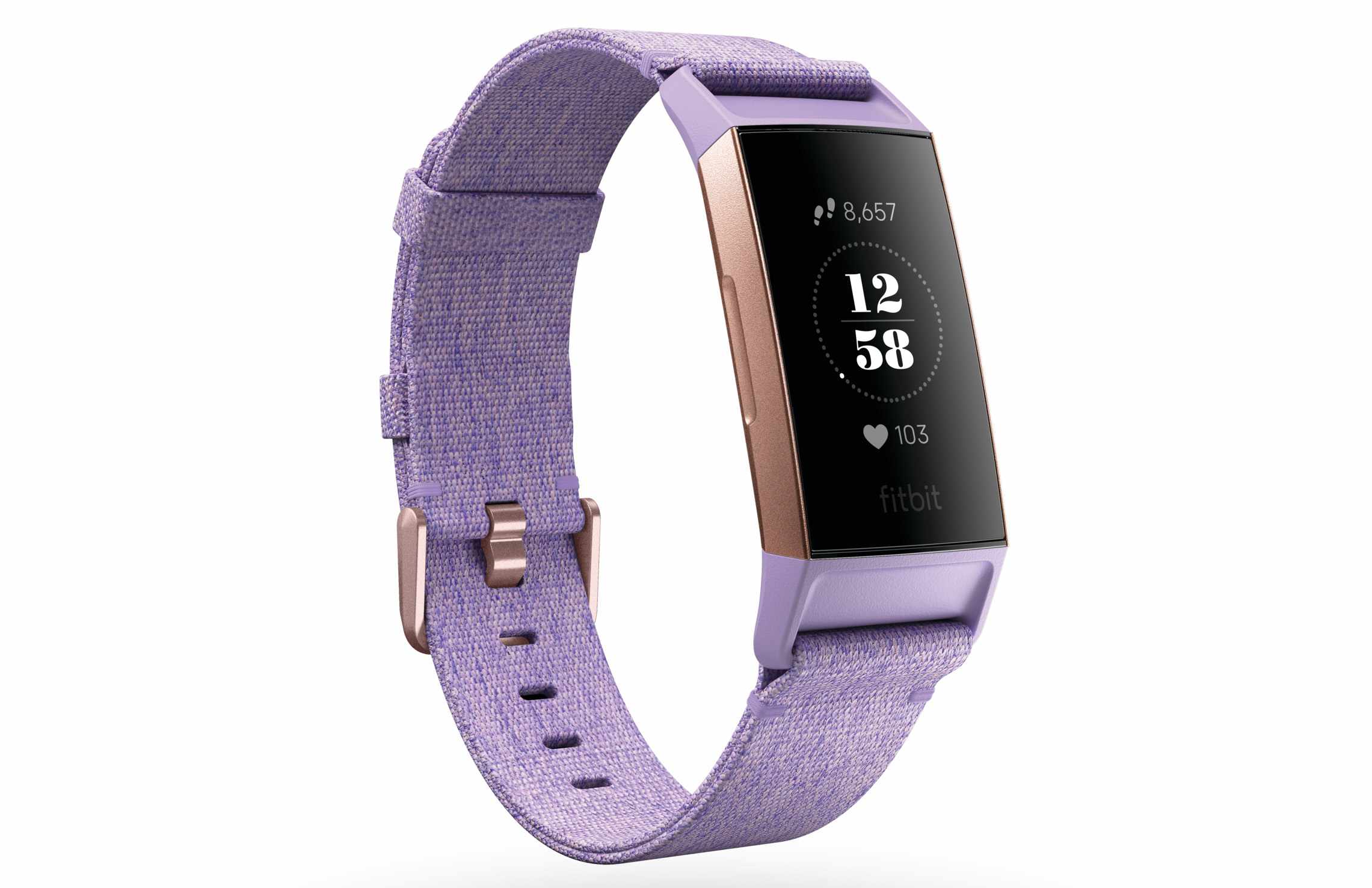 Kalp atış hızı gösteren saat kadranını gösteren Fitbit Charge 3.
