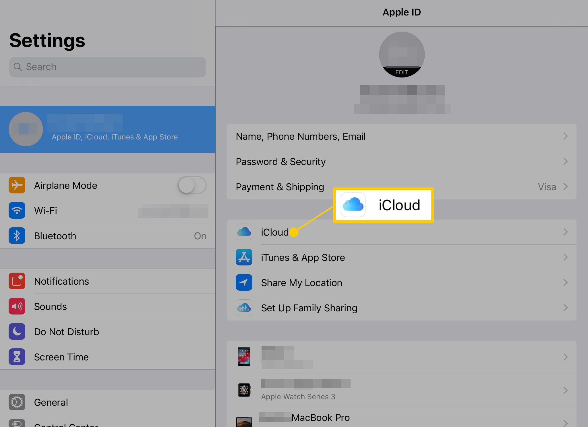 iCloud в налаштуваннях iPad