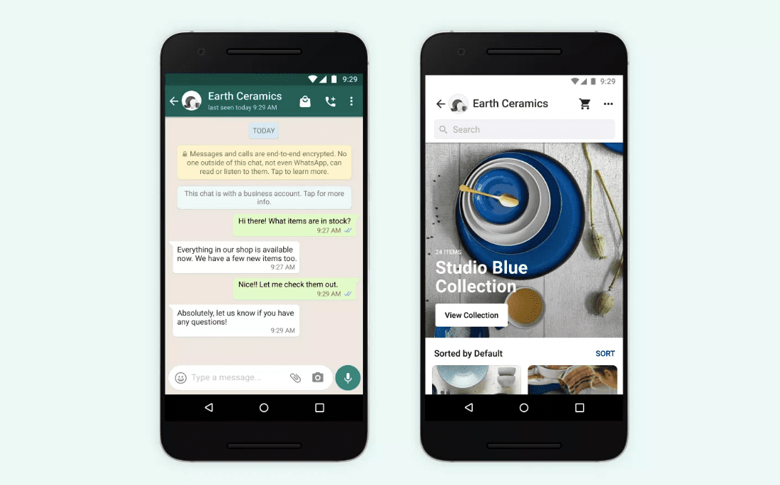 Обліковий запис Earth Ceramics, як з’являється у WhatsApp на телефоні Android