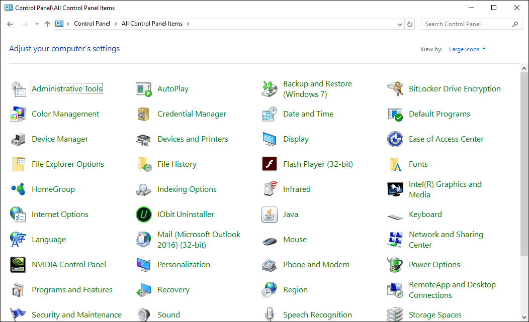 Панель управління Windows 10
