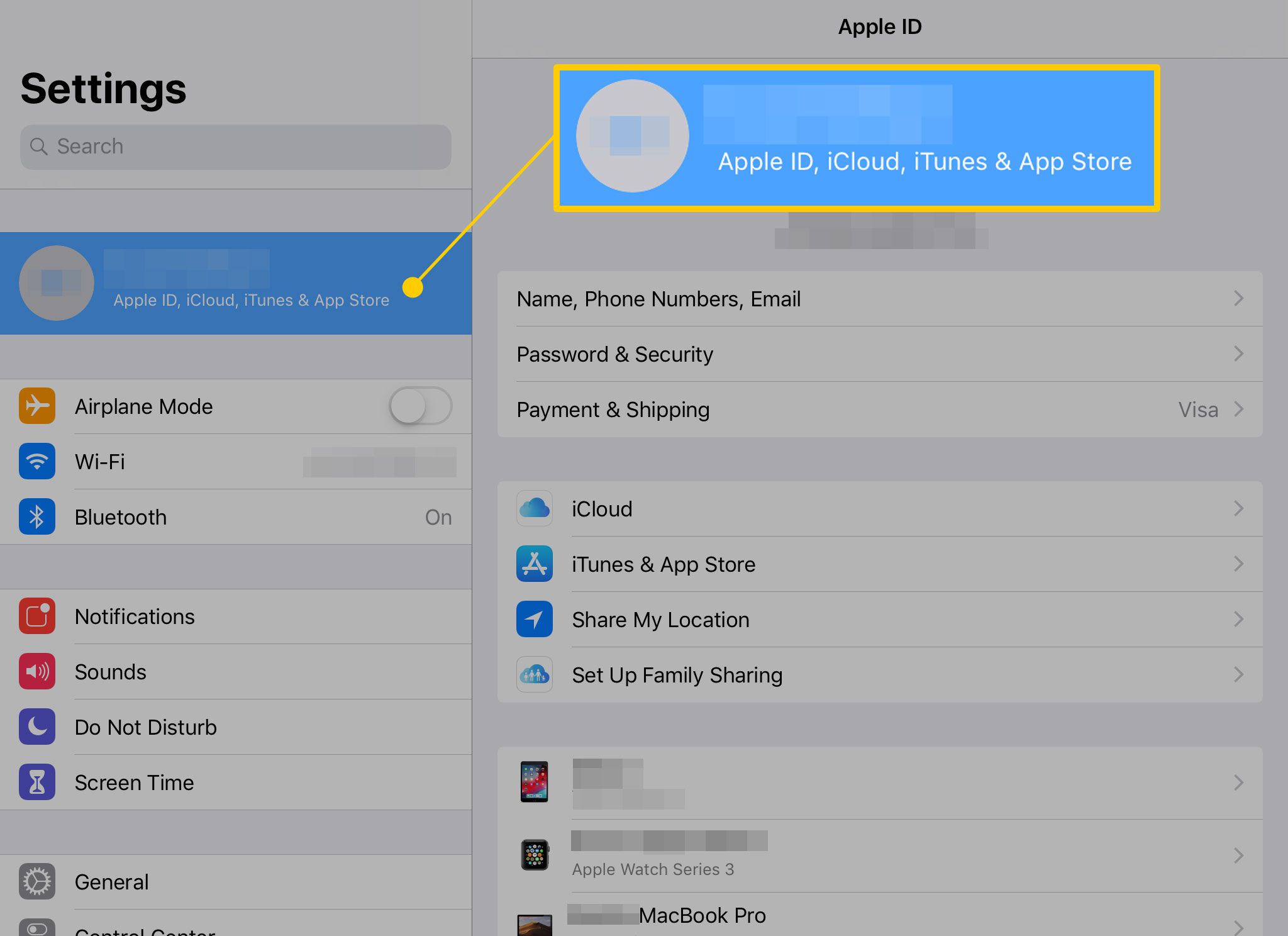 Apple ID у налаштуваннях на iPad
