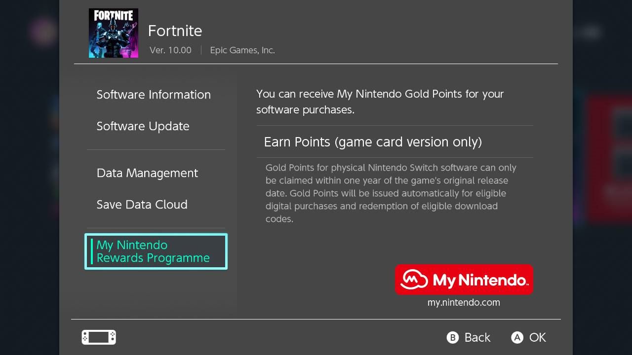 Налаштування гри Nintendo Switch для Fortnite.