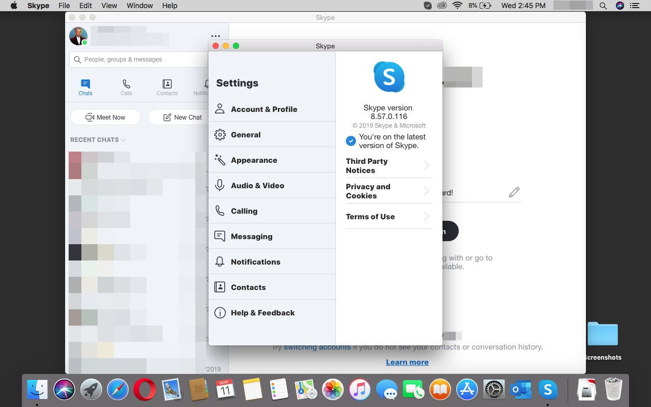 Skype оновлений у macOS.