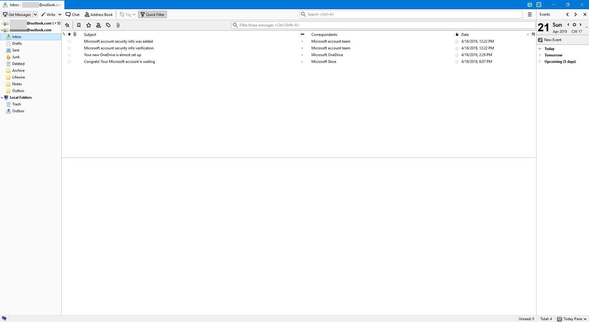 Успішно встановлено обліковий запис електронної пошти IMAP у Thunderbird.