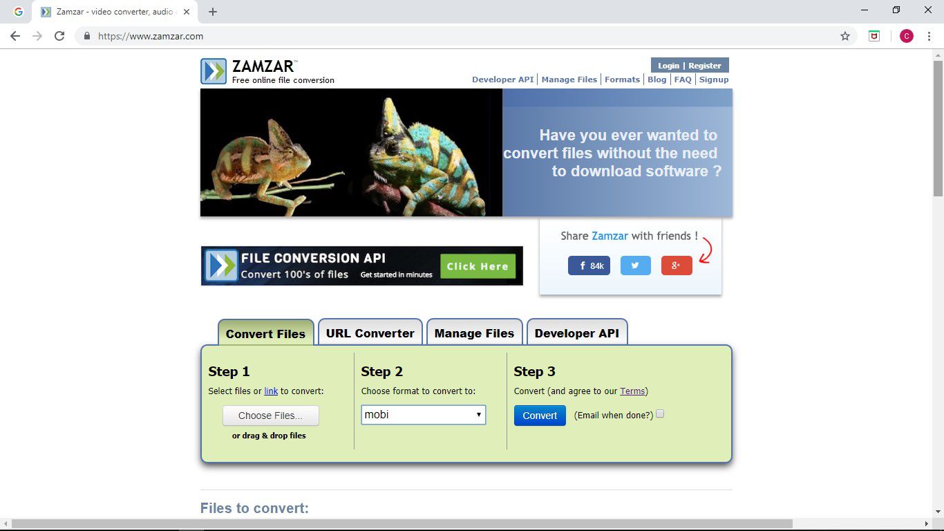 Онлайн-конвертер електронних книг Zamzar