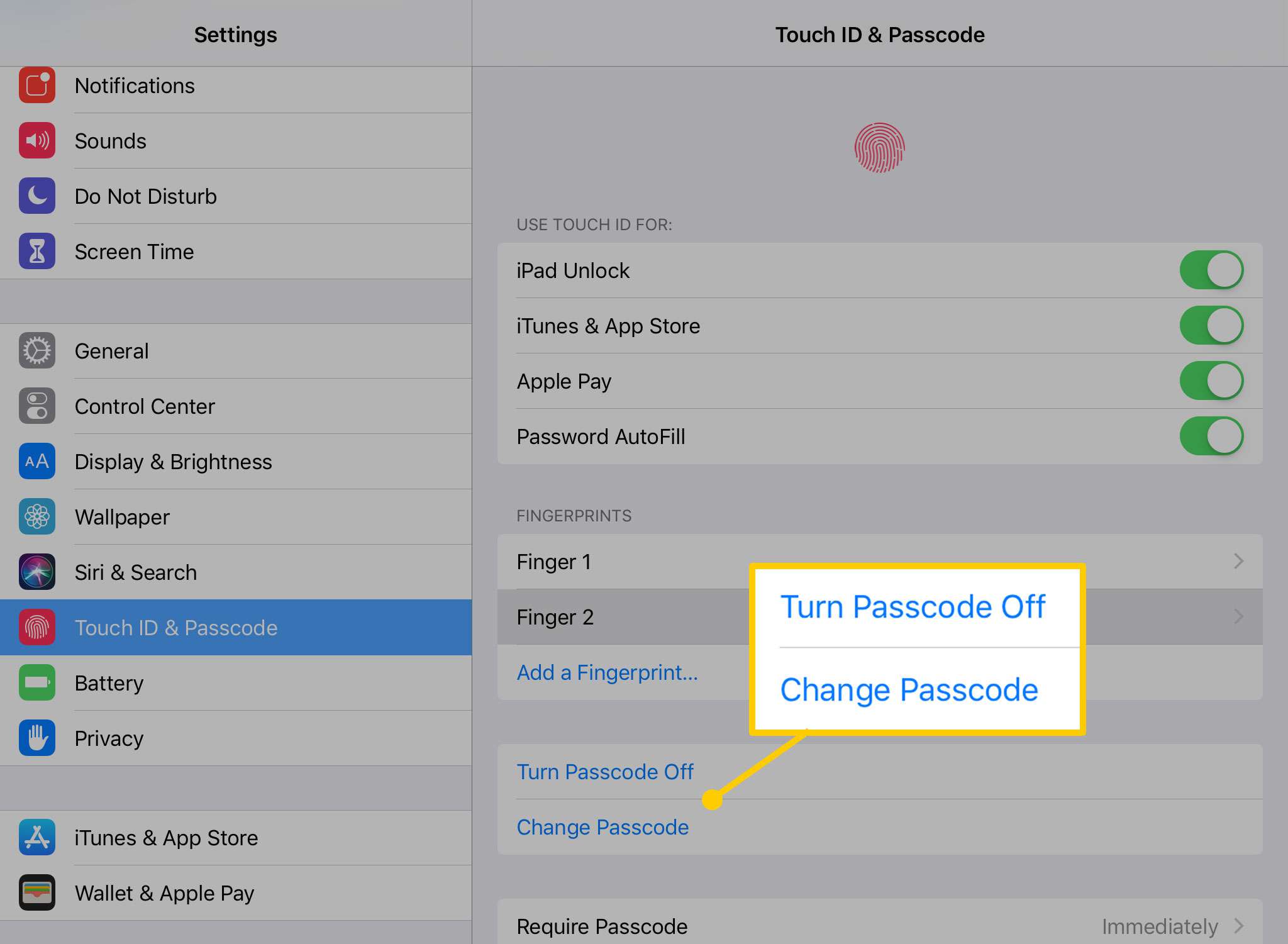 Параметри пароля на iPad