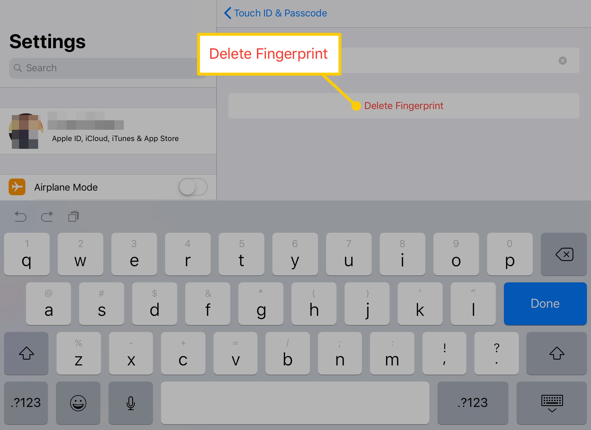 Видалити параметр відбитків пальців на iPad