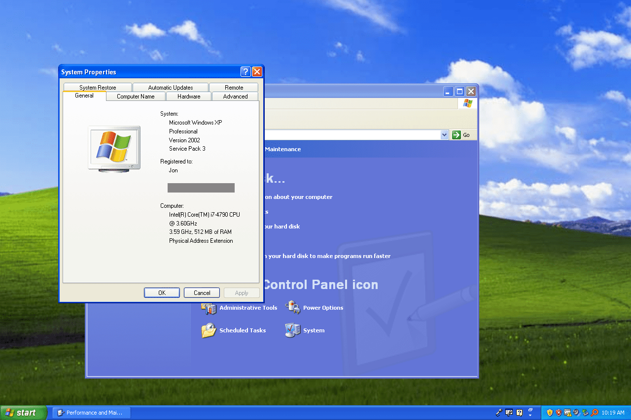Інформація про систему Windows XP