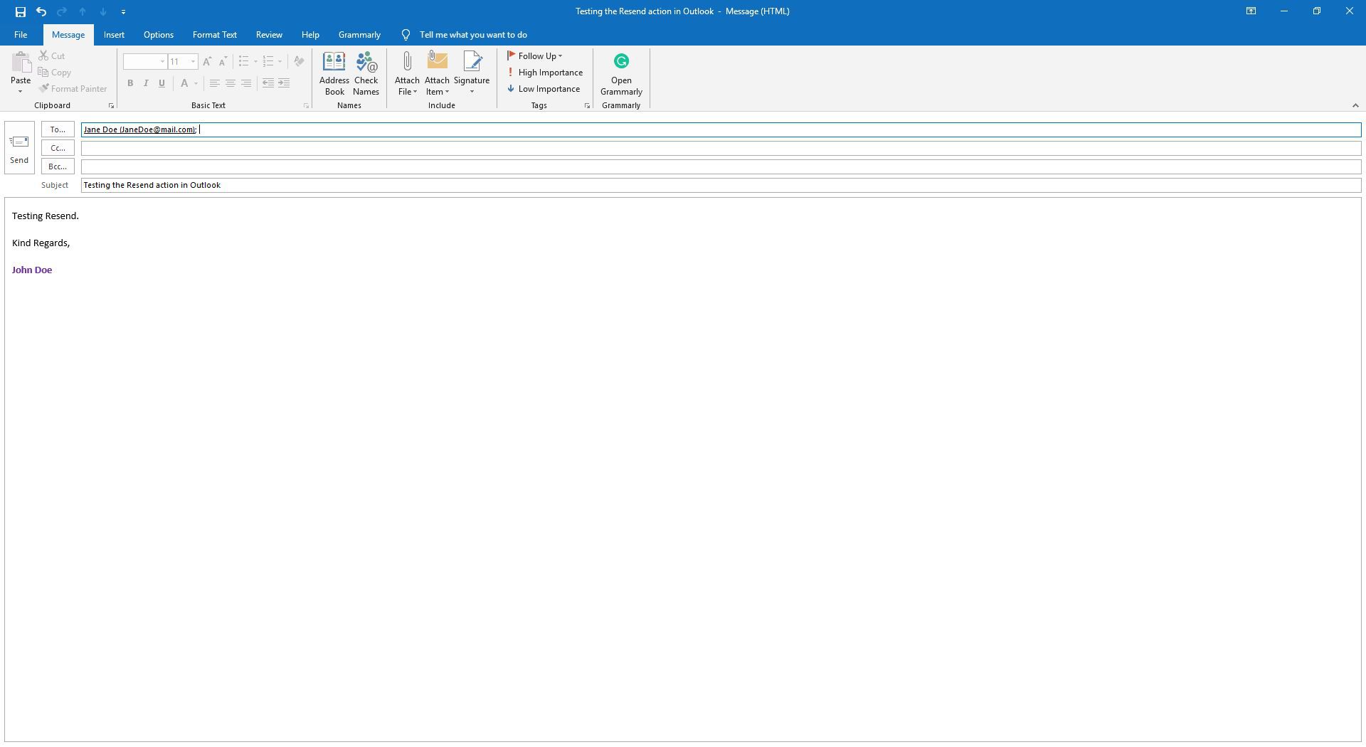 Повідомлення Outlook, яке можна редагувати для повторної відправки.