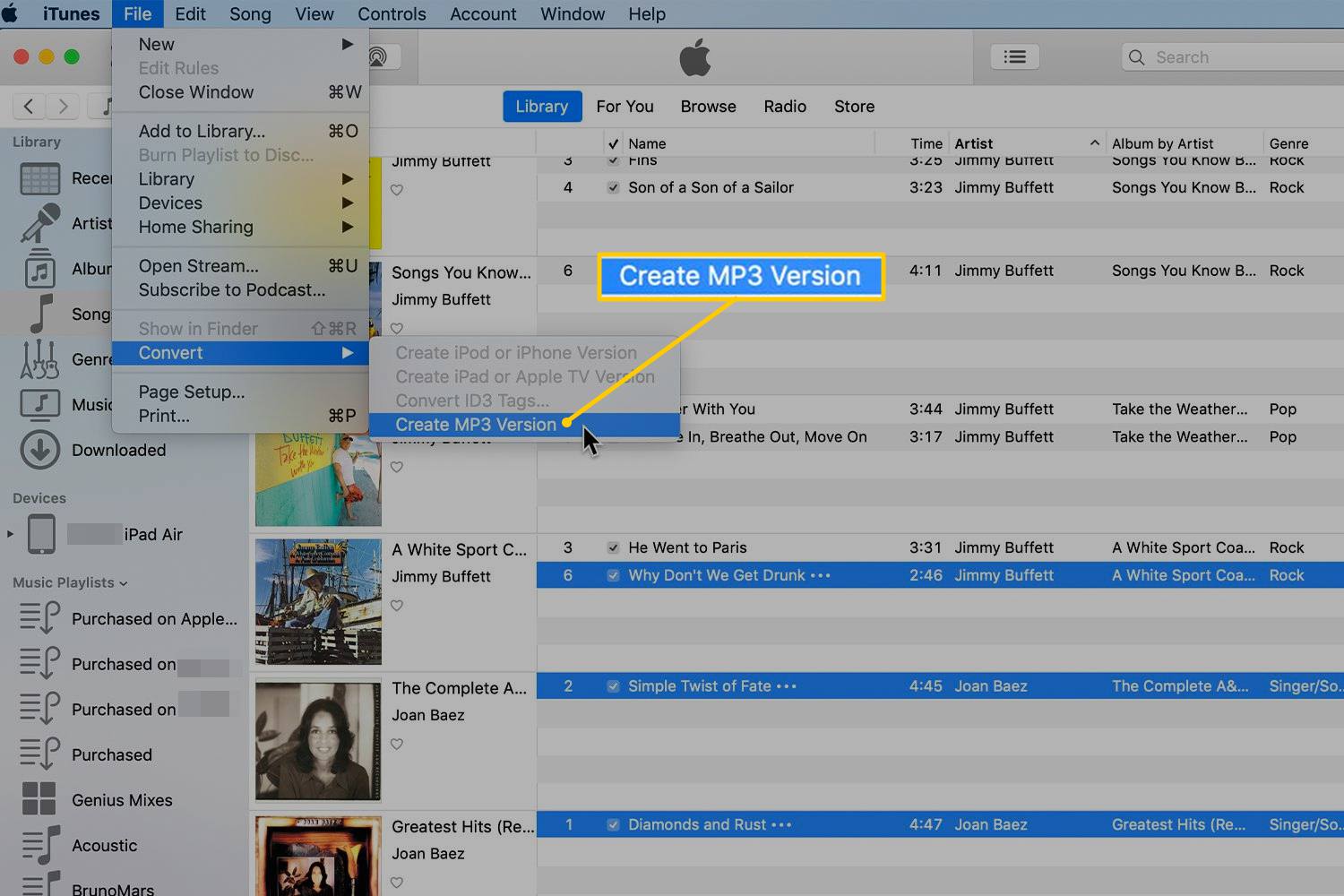 Створіть пункт меню Версія MP3 у програмі iTunes
