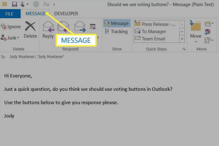 Вкладка Повідомлення в Outlook