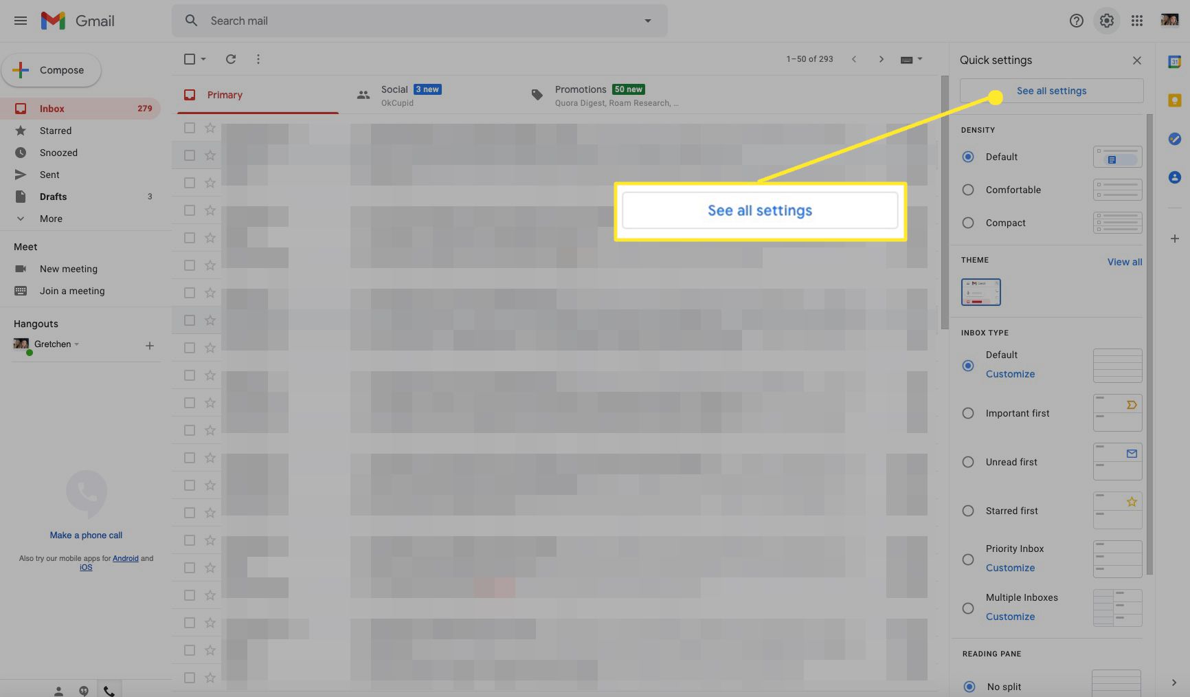 Налаштування Gmail із виділеними Переглянути всі налаштування.