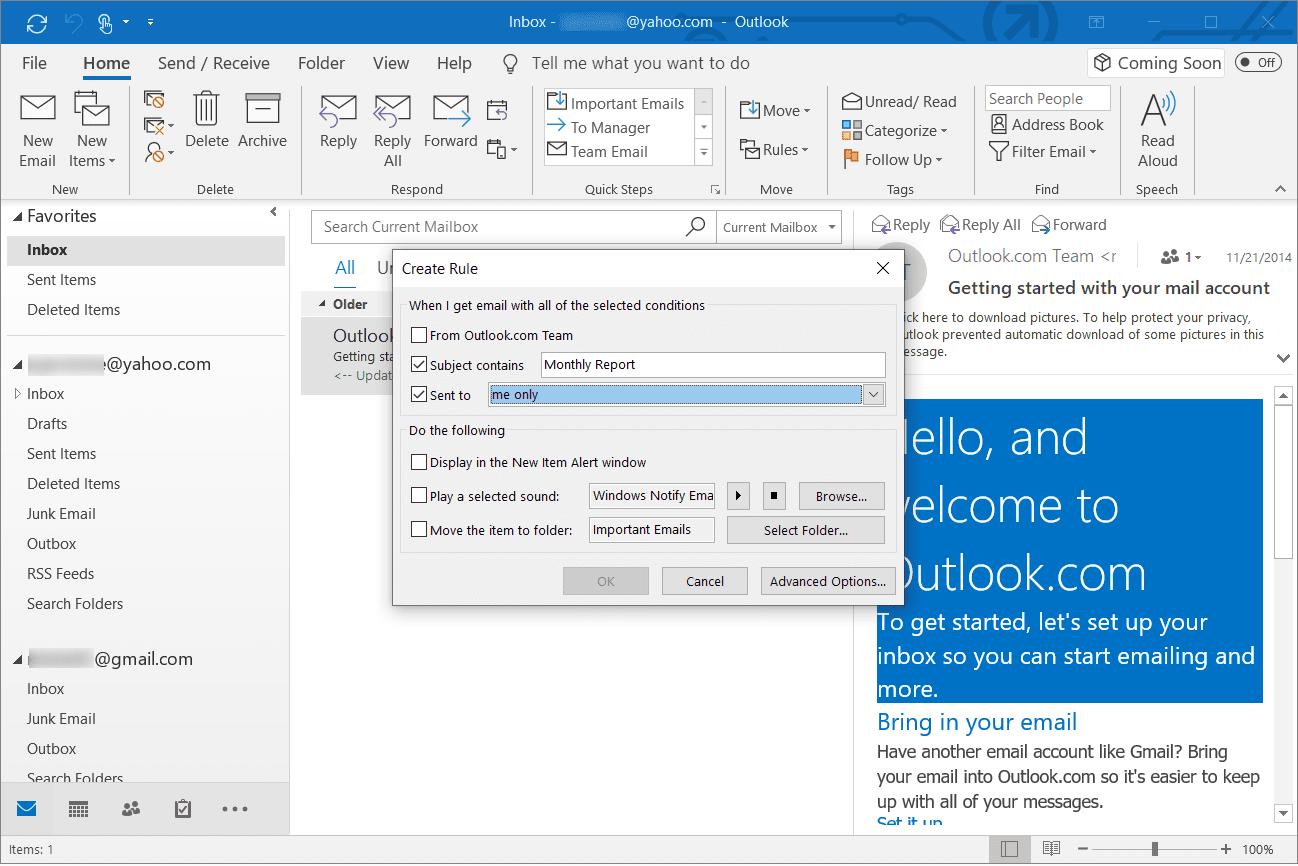 Вибір фільтрів вхідної електронної пошти в Outlook