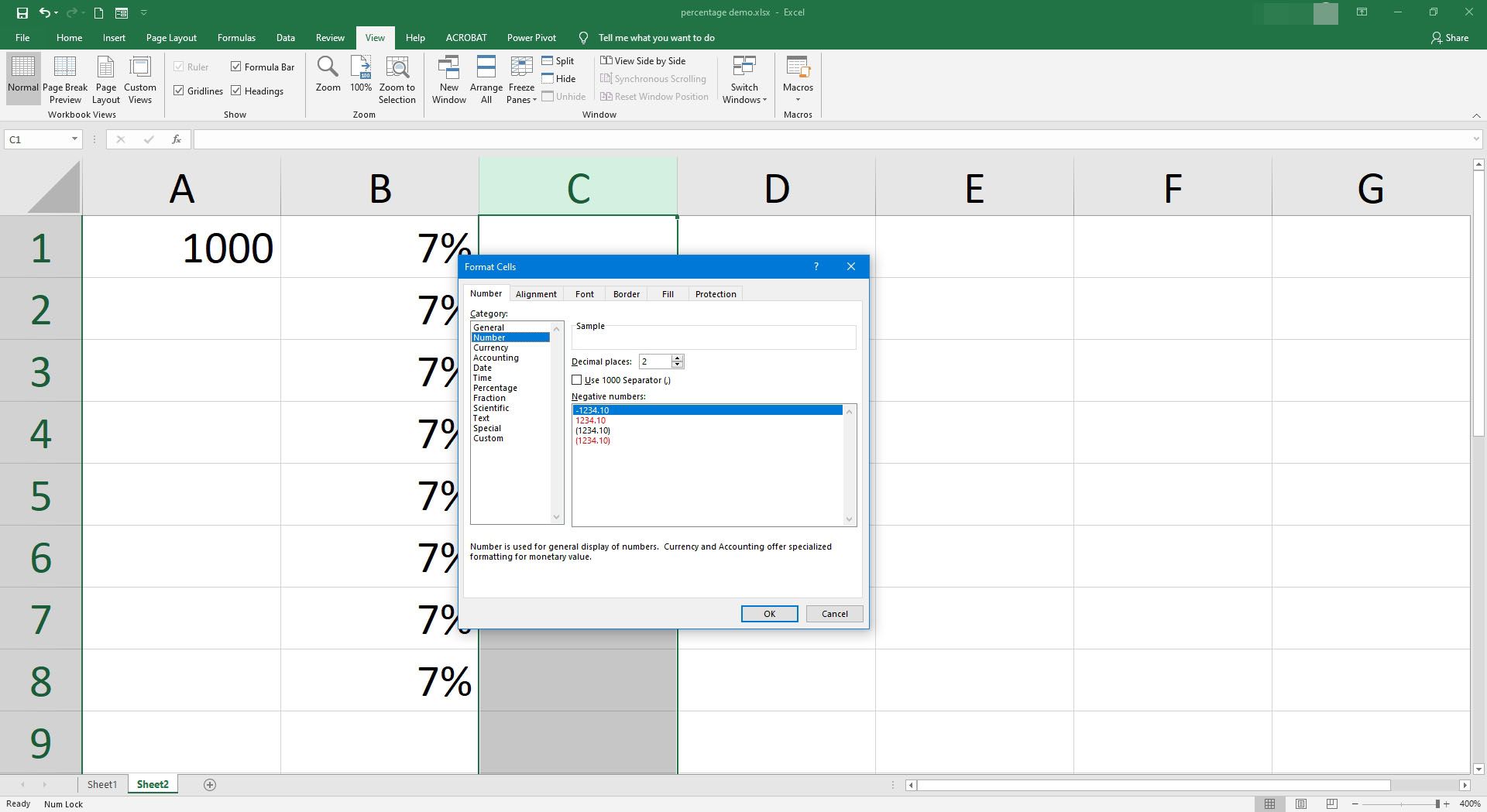 Форматування комірок як чисел у Excel.