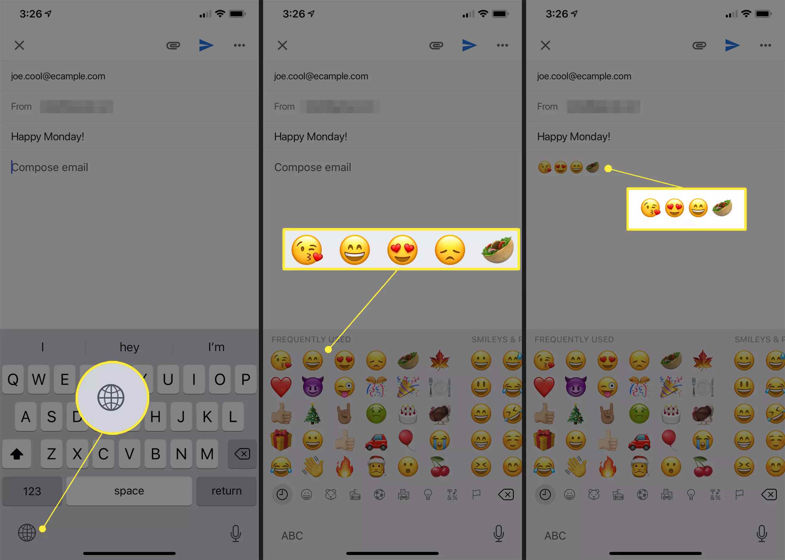 Клавіатура Emoji в Gmail на iPhone