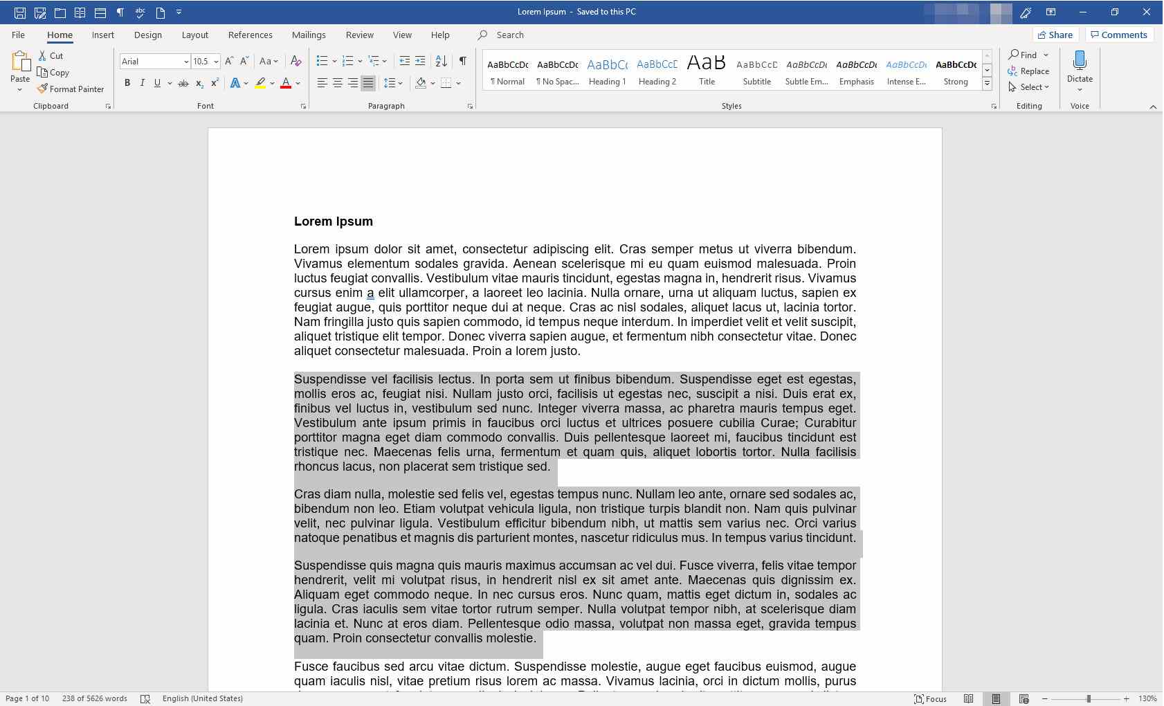 Документ MS Word із виділеним текстом