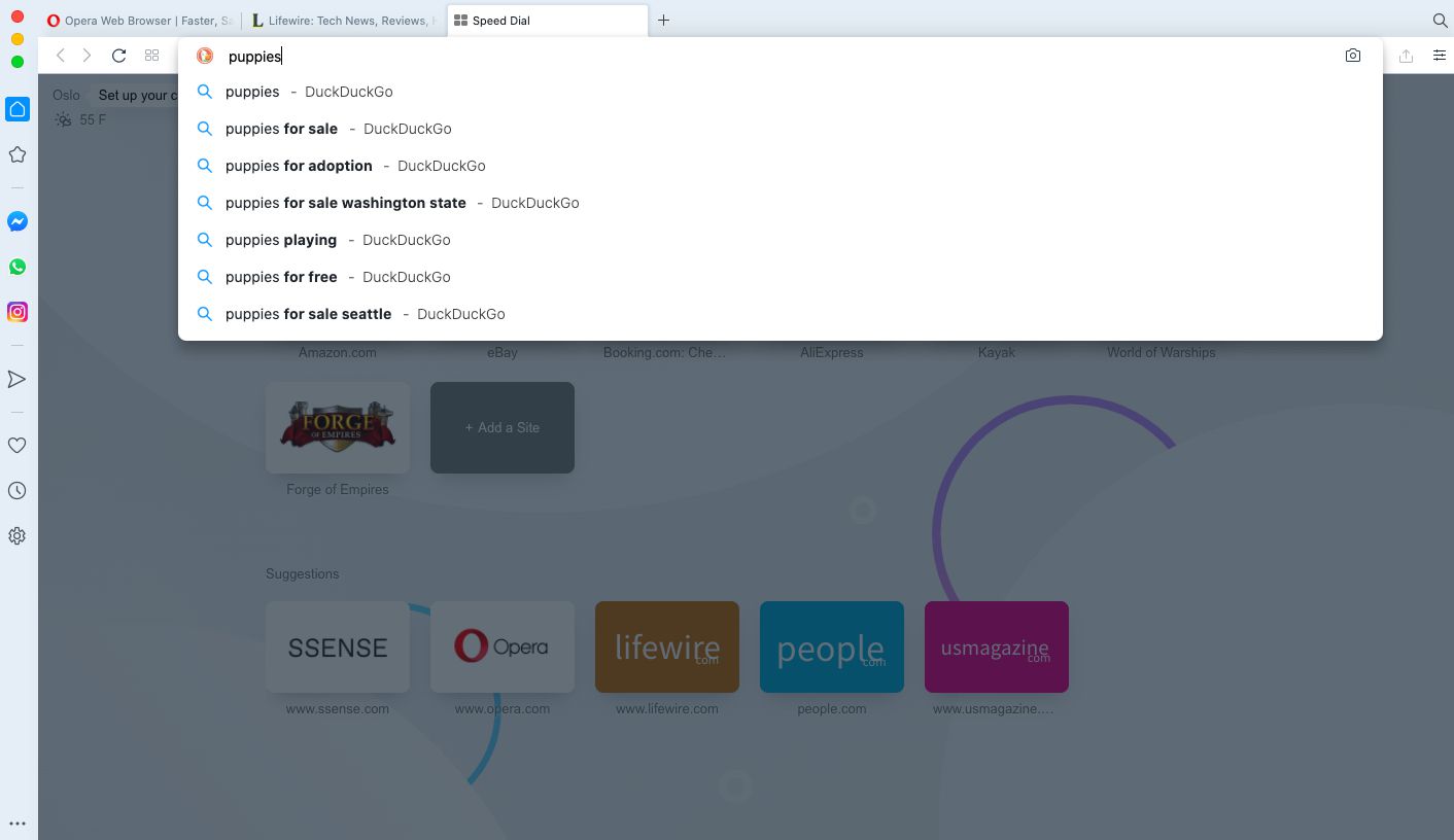 Ви встановили нову пошукову систему за замовчуванням в Opera.
