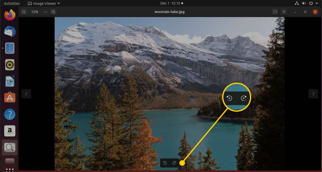 Кнопки обертання зображень у засобі перегляду зображень GNOME