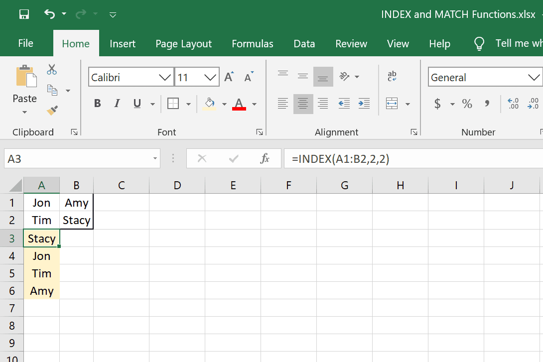 INDEX Приклади формул Excel