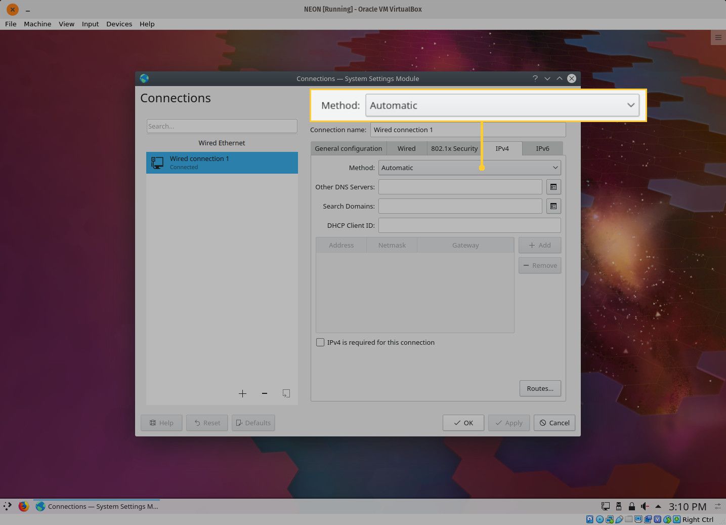 Знімок екрана вікна IPv4 KDE Connections.