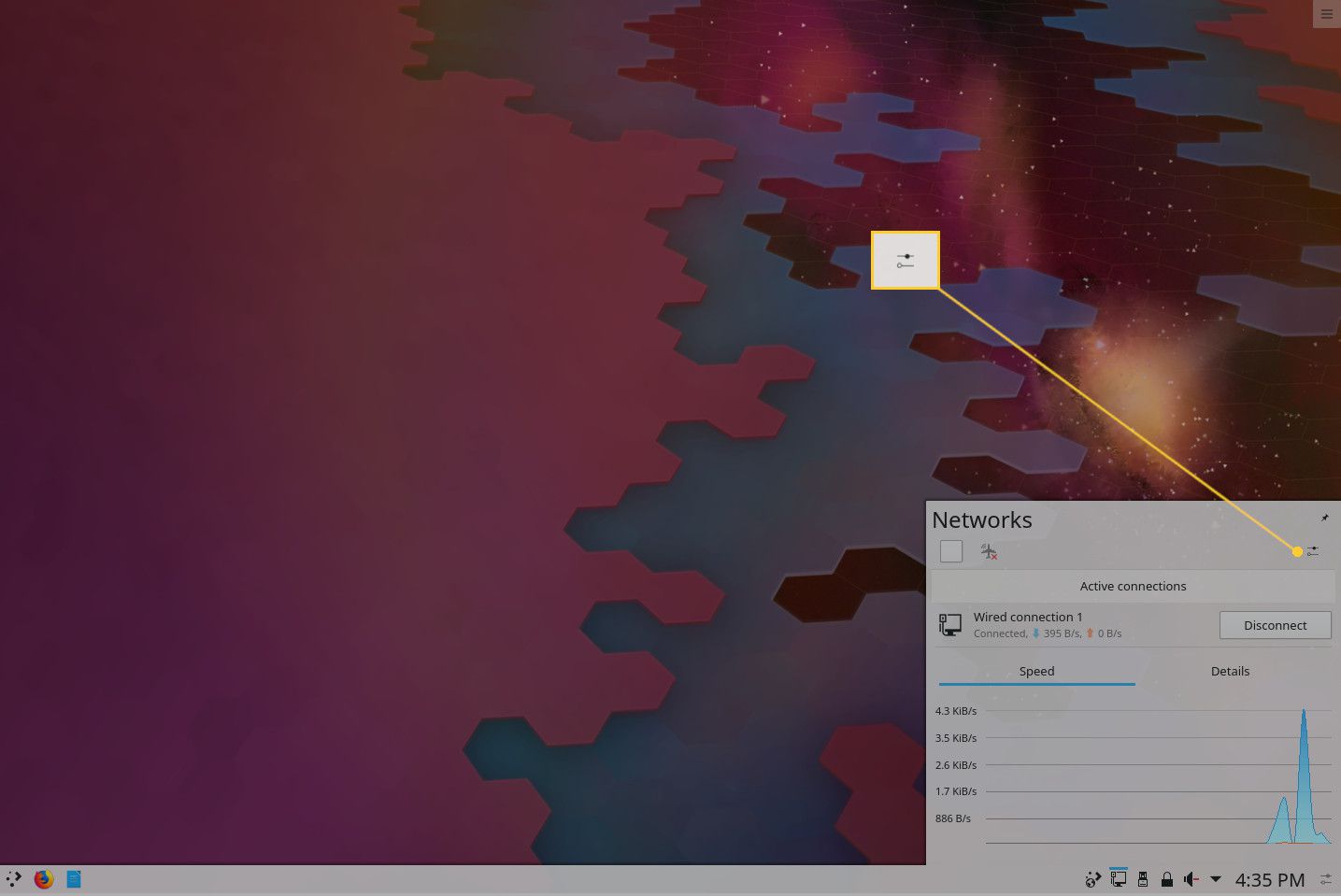 Знімок екрана спливаючого вікна KDE Plasma Networks.