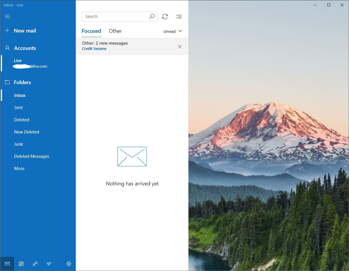Знімок екрана Windows Mail