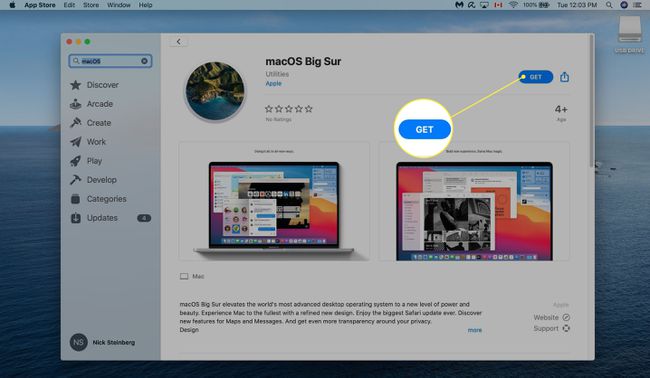 Завантаження MacOS Big Sur з App Store.