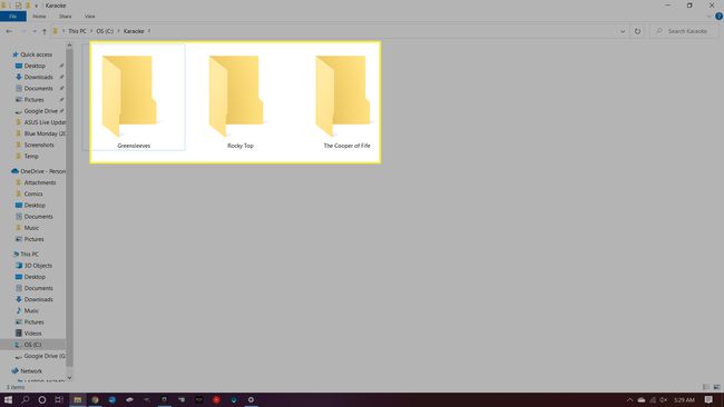 Пісні караоке в папці на диску Windows C